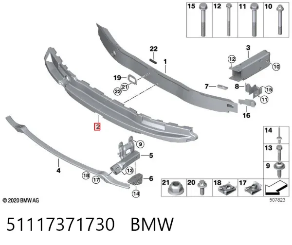 Absorbedor del parachoques delantero 51117371730 BMW
