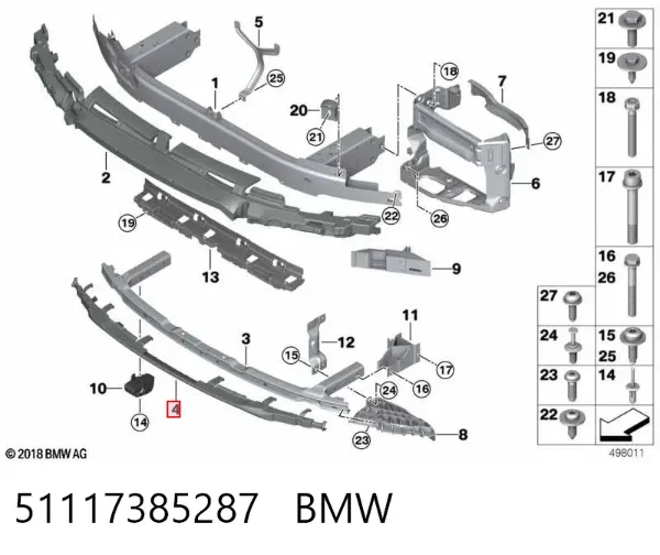 Absorbedor del parachoques delantero 51117385287 BMW