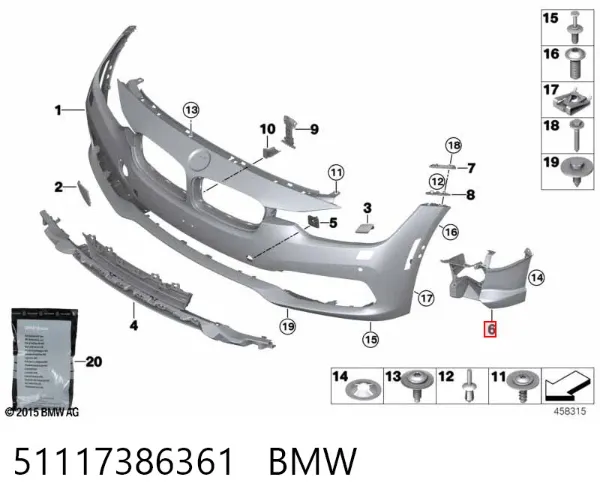 Soporte de fijación de faro antiniebla izquierdo 51117386361 BMW