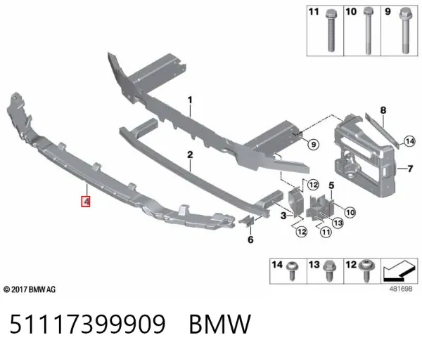 Absorbedor del parachoques delantero 51117399909 BMW