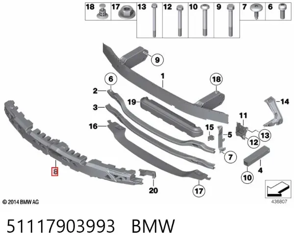 Absorbedor del parachoques delantero 51117903993 BMW
