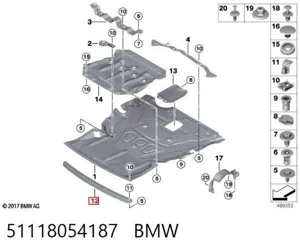 Soporte de protección del motor 51118054187 BMW