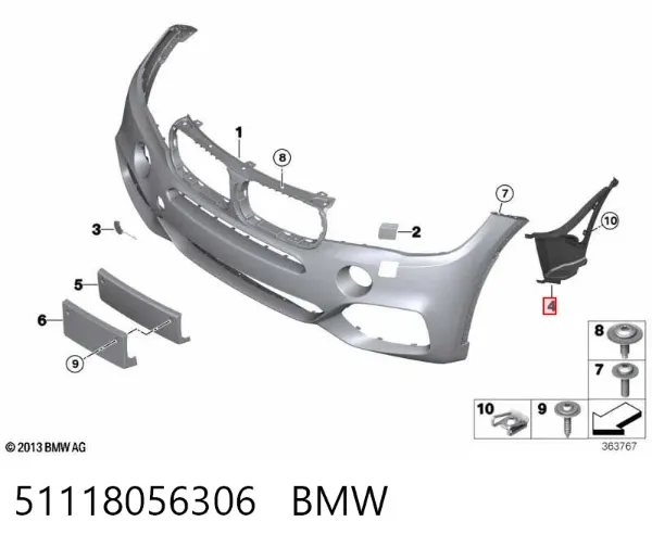 Deflector de parachoques delantero 51118056306 BMW