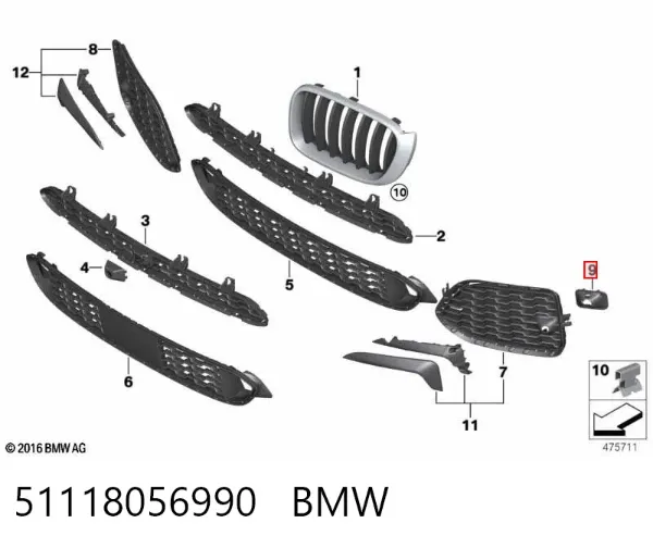 Soporte del sensor de estacionamiento delantero lateral 51118056990 BMW