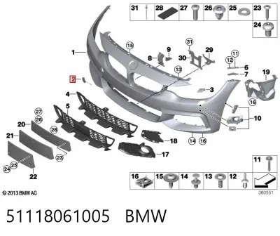 Tapa del gancho de remolque del parachoques delantero BMW 51118061005