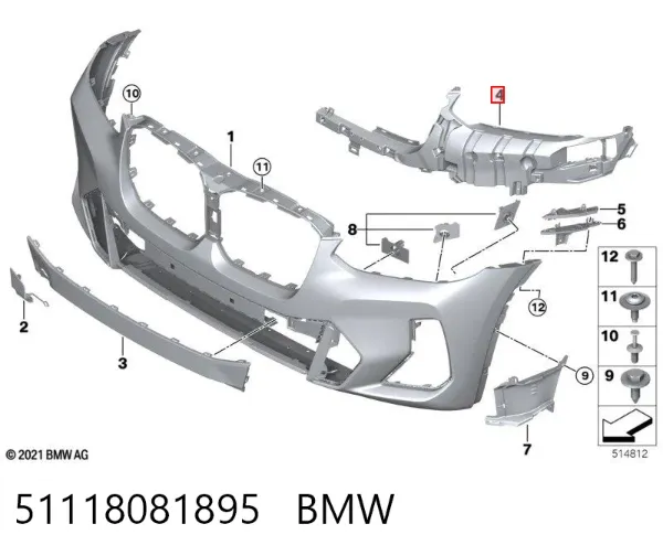Soporte de parachoques delantero izquierdo 51118081895 BMW
