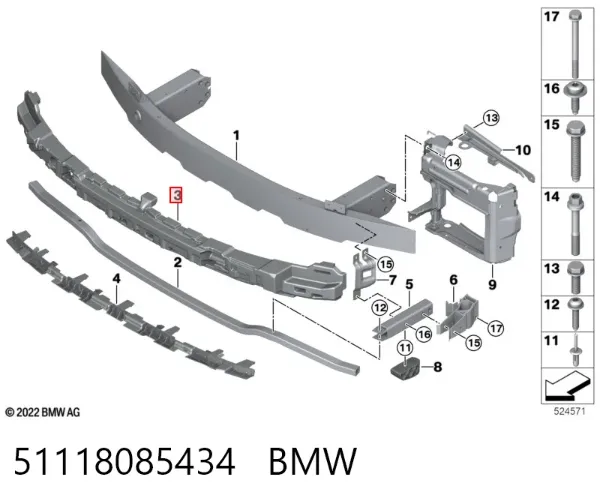 Absorbedor del parachoques delantero 51118085434 BMW