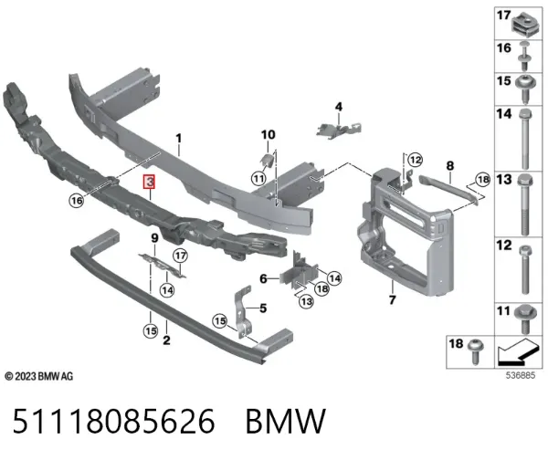 Absorbedor del parachoques delantero 51118085626 BMW