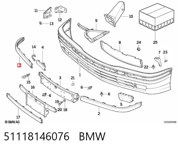 Soporte de matrícula delantera 51118146076 BMW