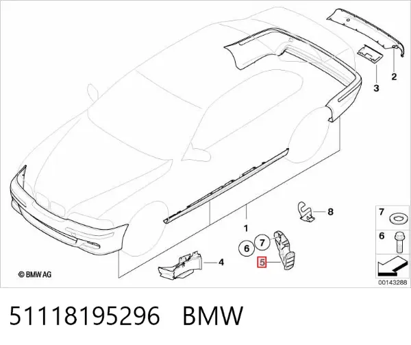 Soporte de parachoques delantero derecho 51118195296 BMW