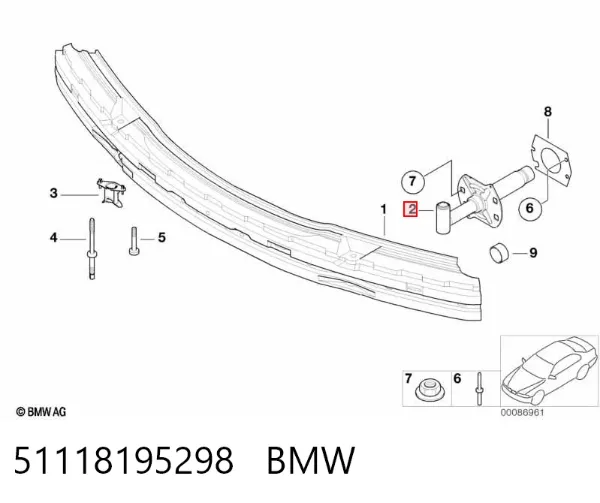 Soporte del refuerzo del parachoques delantero 51118195298 BMW