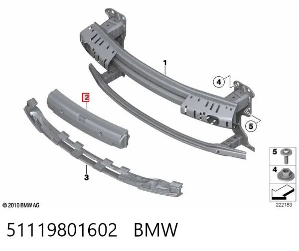 Absorbedor del parachoques delantero 51119801602 BMW
