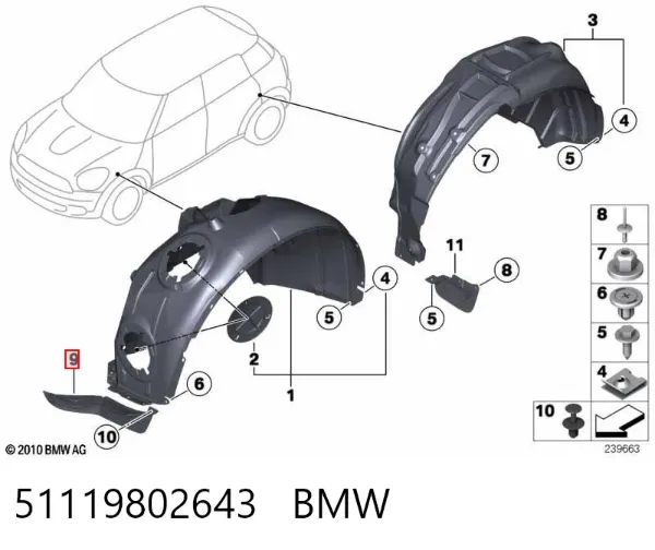 Alerón delantero izquierdo del parachoques 51119802643 BMW