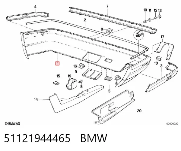 Parachoques trasero 51121944465 BMW