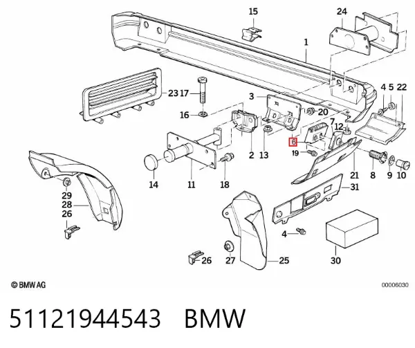 Guía del parachoques trasero 51121944543 BMW