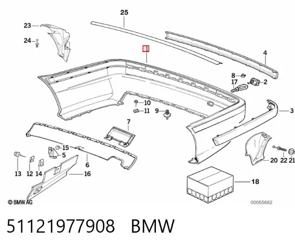 Parachoques trasero 51121977908 BMW