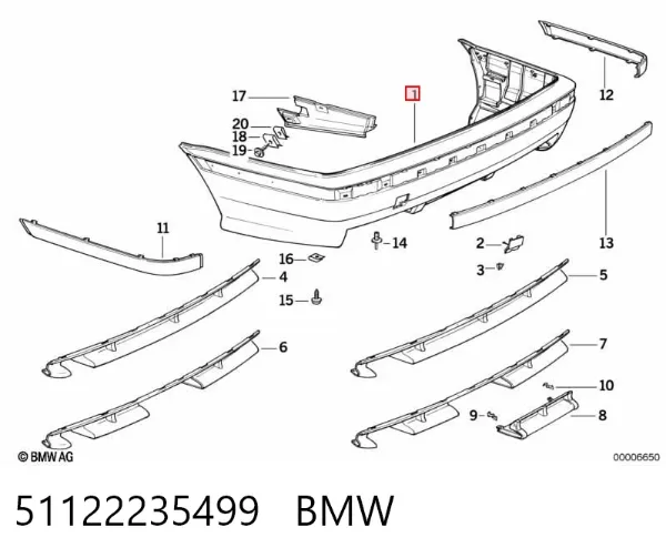 Parachoques trasero 51122235499 BMW