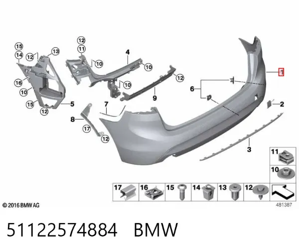 Parachoques trasero 51122574884 BMW