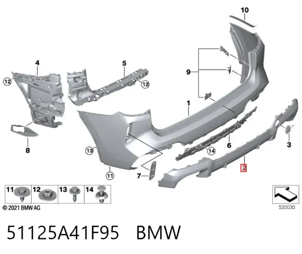 Parachoques trasero, parte inferior 51125A41F95 BMW