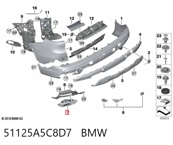 Cola de escape 51125A5C8D7 BMW
