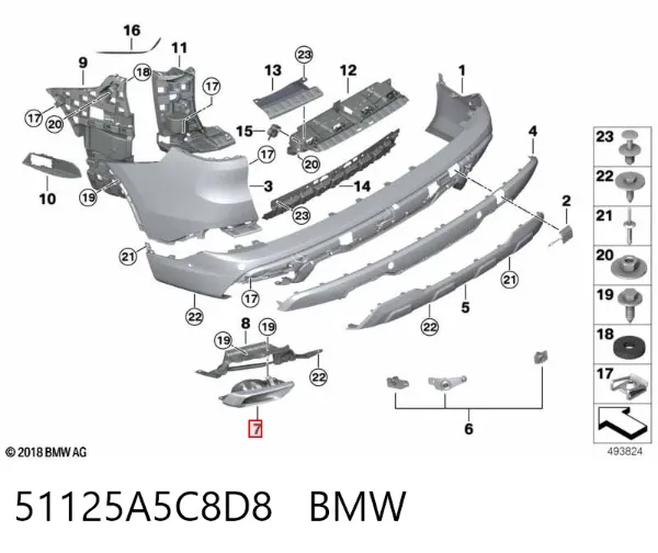 Cola de escape 51125A5C8D8 BMW