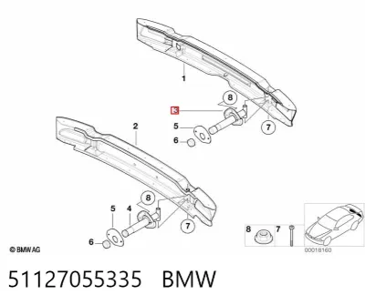 Soporte del refuerzo del parachoques trasero BMW 51127055335