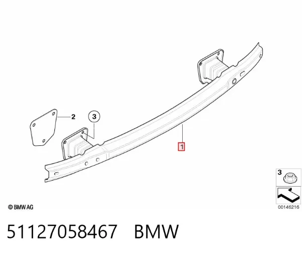 Refuerzo parachoques trasero 51127058467 BMW