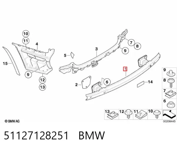 Refuerzo parachoques trasero 7128251 BMW