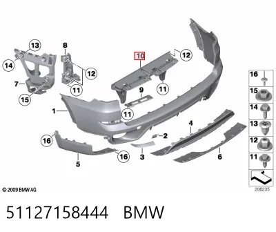 Soporte central del parachoques trasero BMW 51127158444