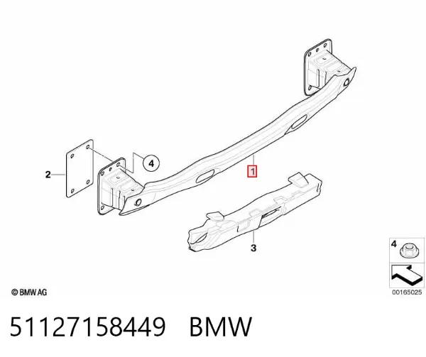 Refuerzo parachoques trasero 51127158449 BMW