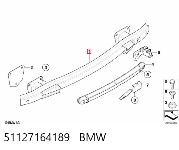 Refuerzo parachoques trasero 51127164189 BMW