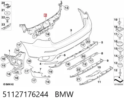 Soporte central del parachoques trasero BMW 51127176244