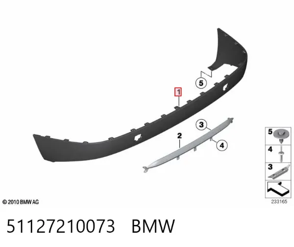 Alerón del parachoques trasero 51127210073 BMW