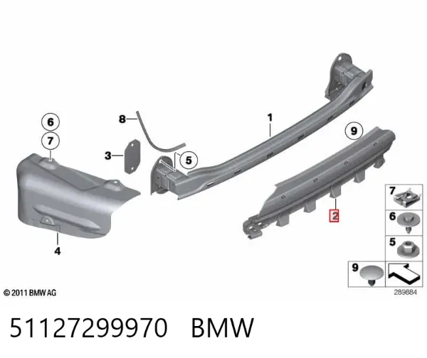 Absorbedor de parachoques trasero 51127299970 BMW
