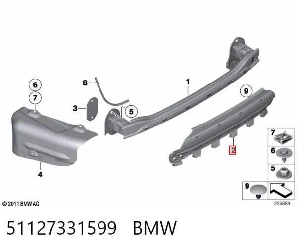 Soporte de parachoques trasero BMW 5 F10