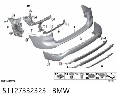 Parachoques trasero, parte inferior BMW 51127332323