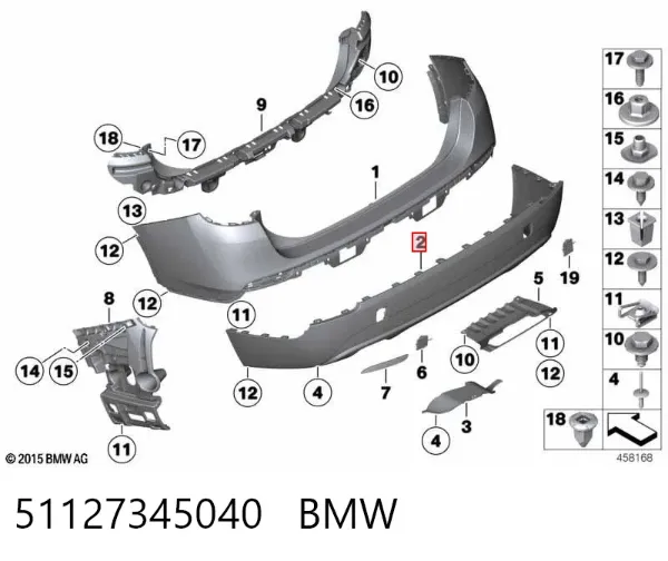 Parachoques trasero, parte inferior 51127345040 BMW