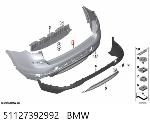 Parachoques trasero 51127392992 BMW