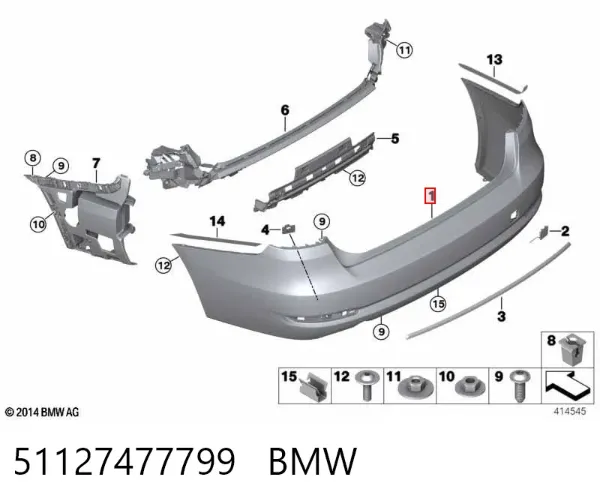 Parachoques trasero 51127477799 BMW