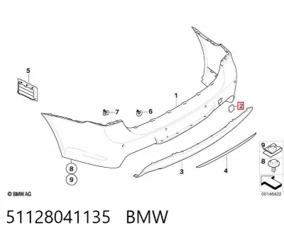 Tapa del gancho de remolque del parachoques delantero BMW 51128041135