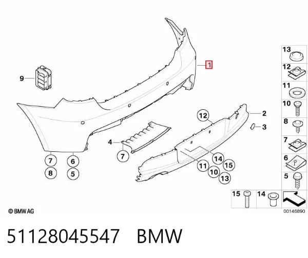 Parachoques trasero 51128045547 BMW