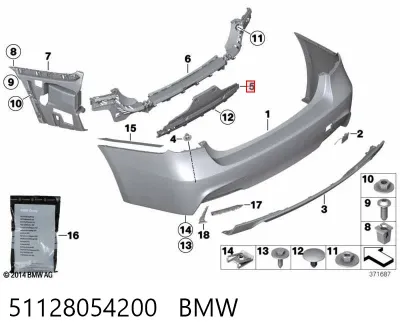 Soporte central del parachoques trasero BMW 51128054200