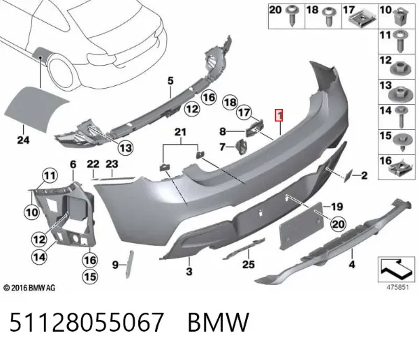 Parachoques trasero 51128055067 BMW