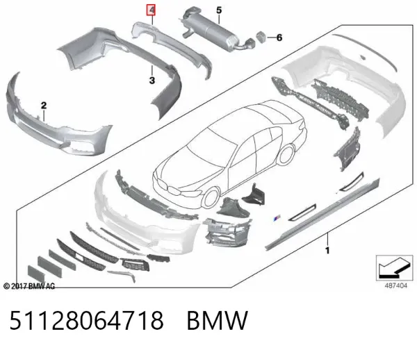 Protector parachoques trasero 51128064718 BMW