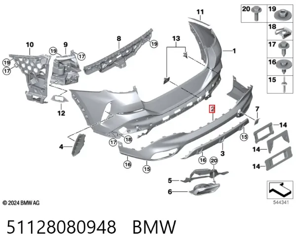 Parachoques trasero, parte inferior 51128080948 BMW