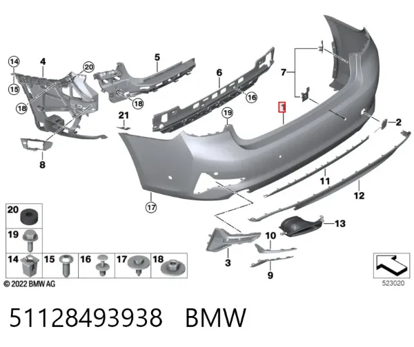 Parachoques trasero 51128493938 BMW