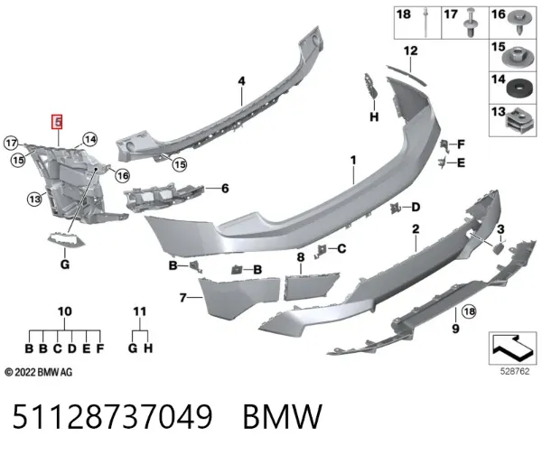 Soporte de parachoques trasero izquierdo 51128737049 BMW