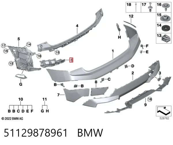 Soporte de parachoques trasero izquierdo 51129878961 BMW