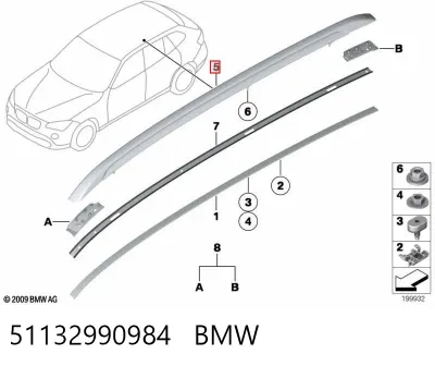 Riel de techo derecho BMW 51132990984