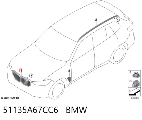Parrilla 51135A67CC6 BMW
